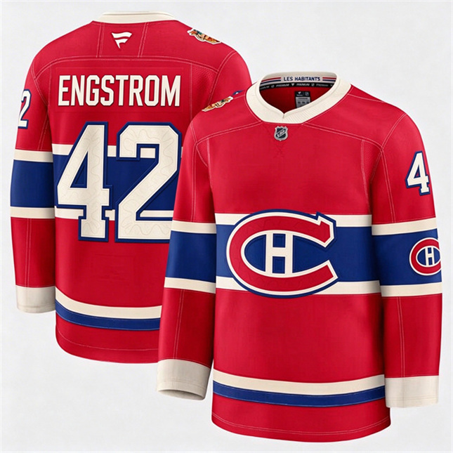 Montreal Canadiens 42 Adam Engstrom Fanatics 2026 NHL Heritage Classic Premium Red Stitched Jersey