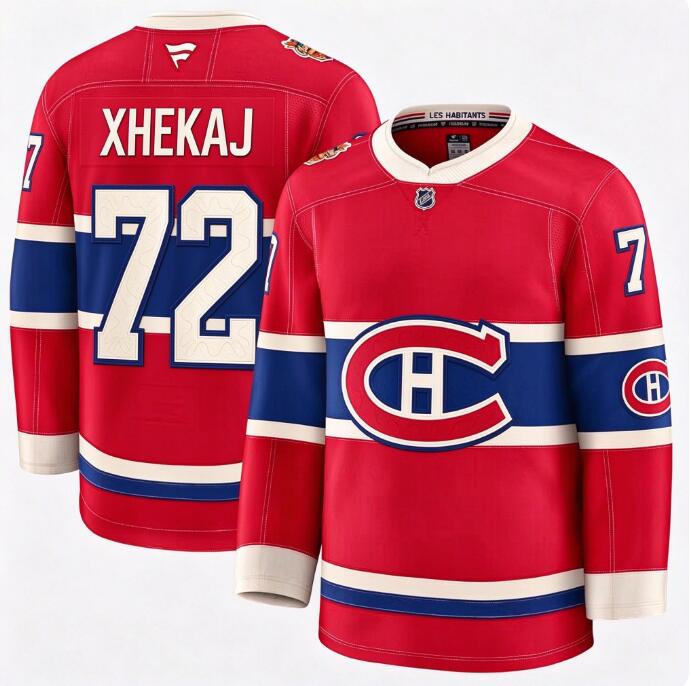 Montreal Canadiens 72 Arber Xhekaj Fanatics 2026 NHL Heritage Classic Premium Red Stitched Jersey