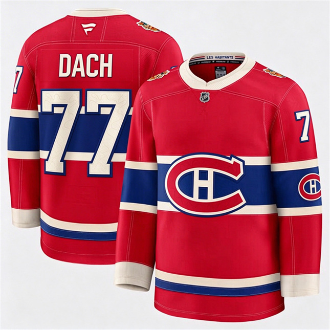 Montreal Canadiens 77 Kirby Dach Fanatics 2026 NHL Heritage Classic Premium Red Stitched Jersey