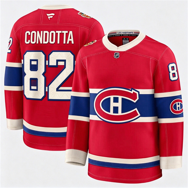 Montreal Canadiens 82 Lucas Condotta Fanatics 2026 NHL Heritage Classic Premium Red Stitched Jersey