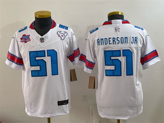 Youth Houston Texans #51 Will Anderson Jr. 2026 25th Anniversary Patch F.U.S.E. Rivalries Collection Limited Stitched Football Jersey