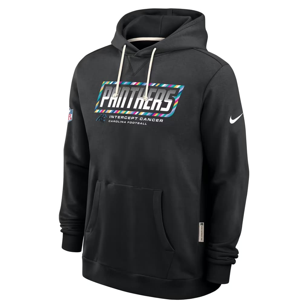 Men's Carolina Panthers Black 2026 Crucial Catch Sideline Standard Issue Dri-FIT Pullover Hoodie