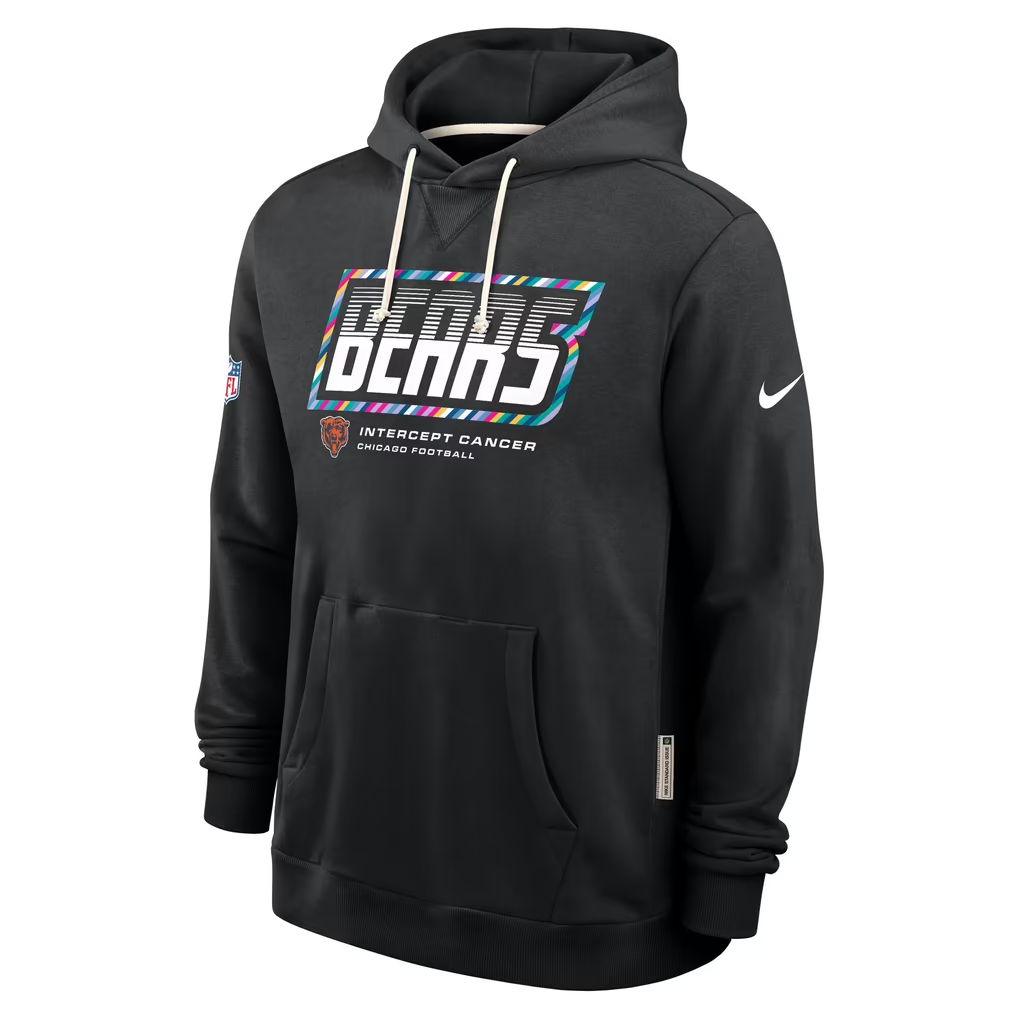 Men's Chicago Bears Black 2026 Crucial Catch Sideline Standard Issue Dri-FIT Pullover Hoodie
