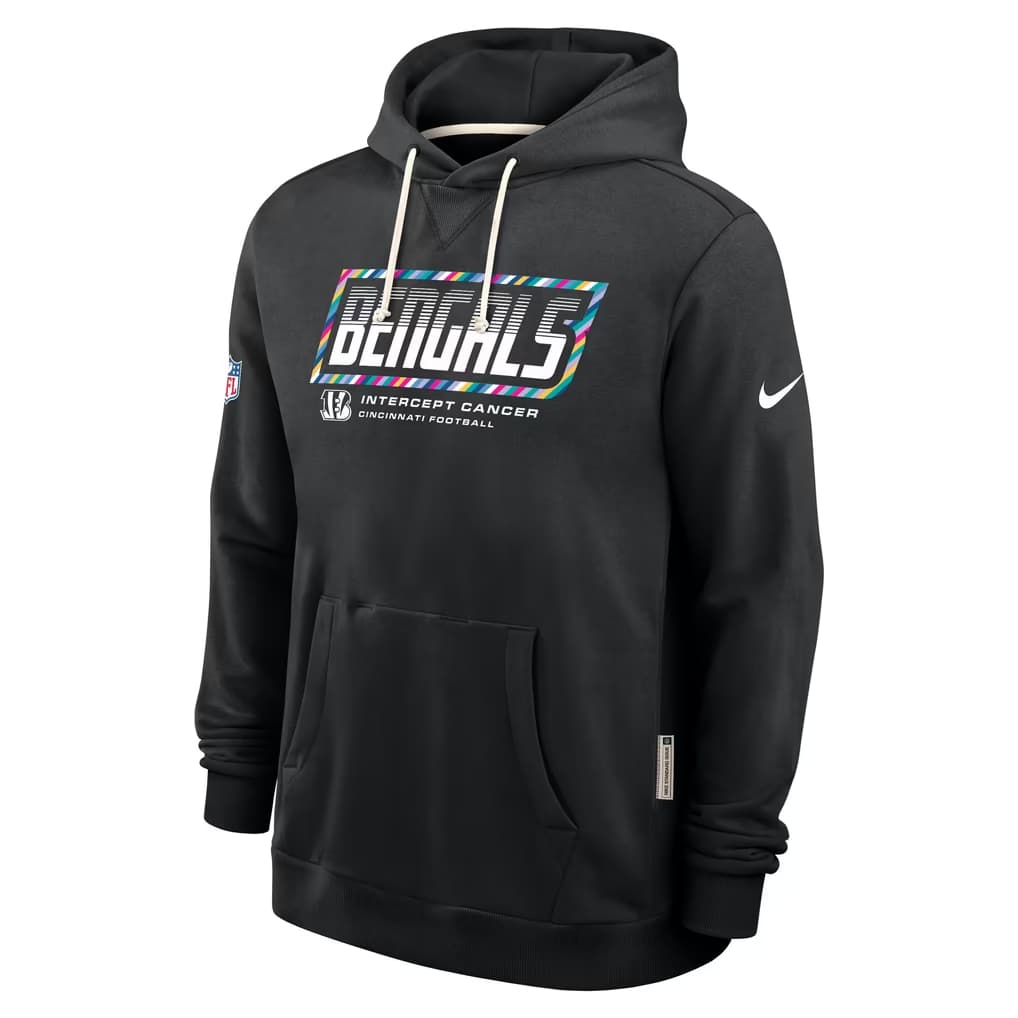 Men's Cincinnati Bengals Black 2026 Crucial Catch Sideline Standard Issue Dri-FIT Pullover Hoodie