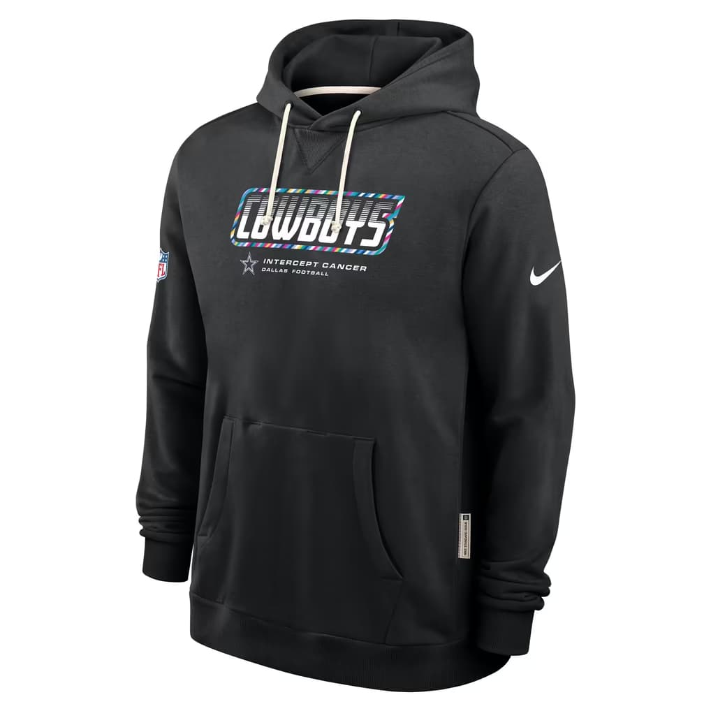 Men's Dallas Cowboys Black 2026 Crucial Catch Sideline Standard Issue Dri-FIT Pullover Hoodie