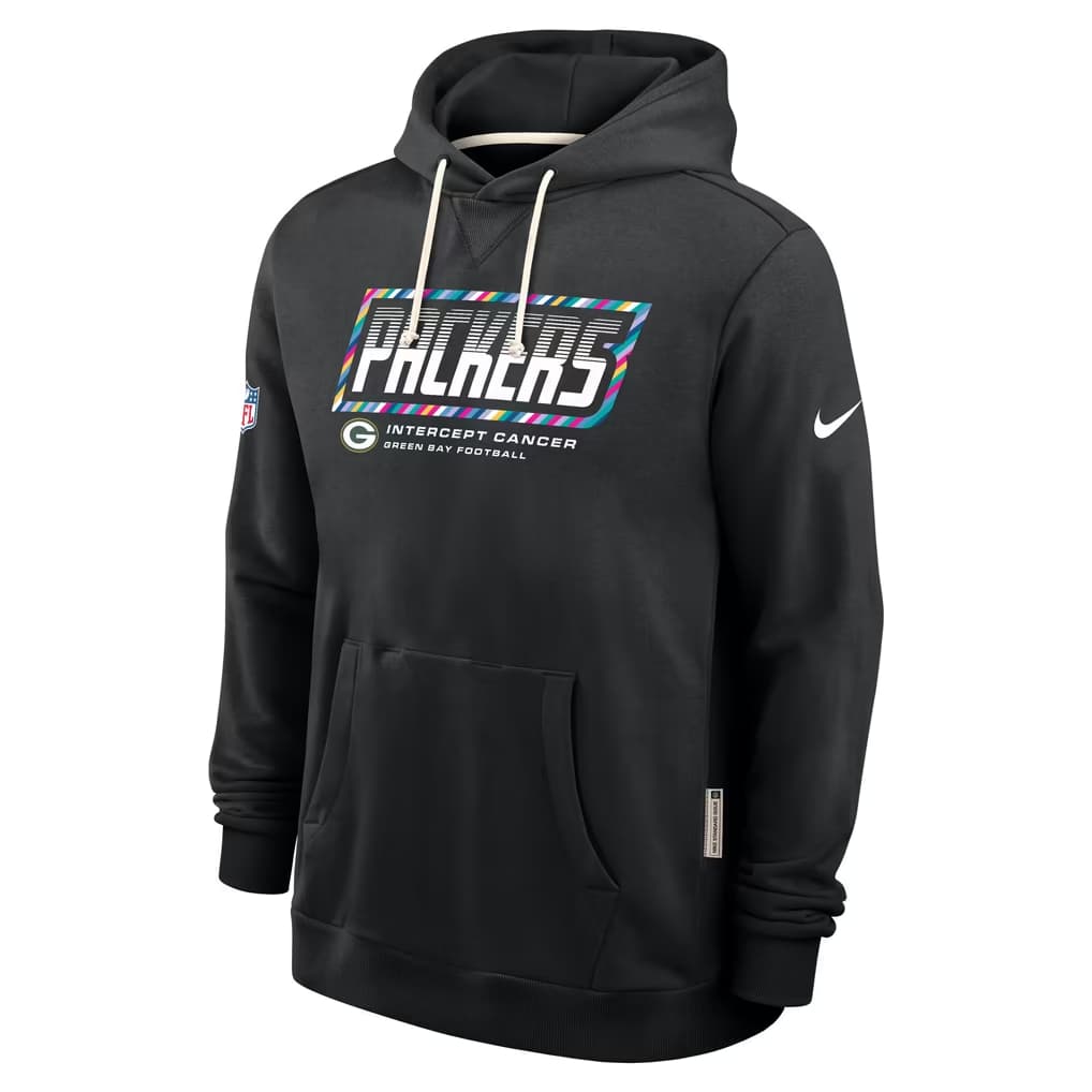 Men's Green Bay Packers Black 2026 Crucial Catch Sideline Standard Issue Dri-FIT Pullover Hoodie