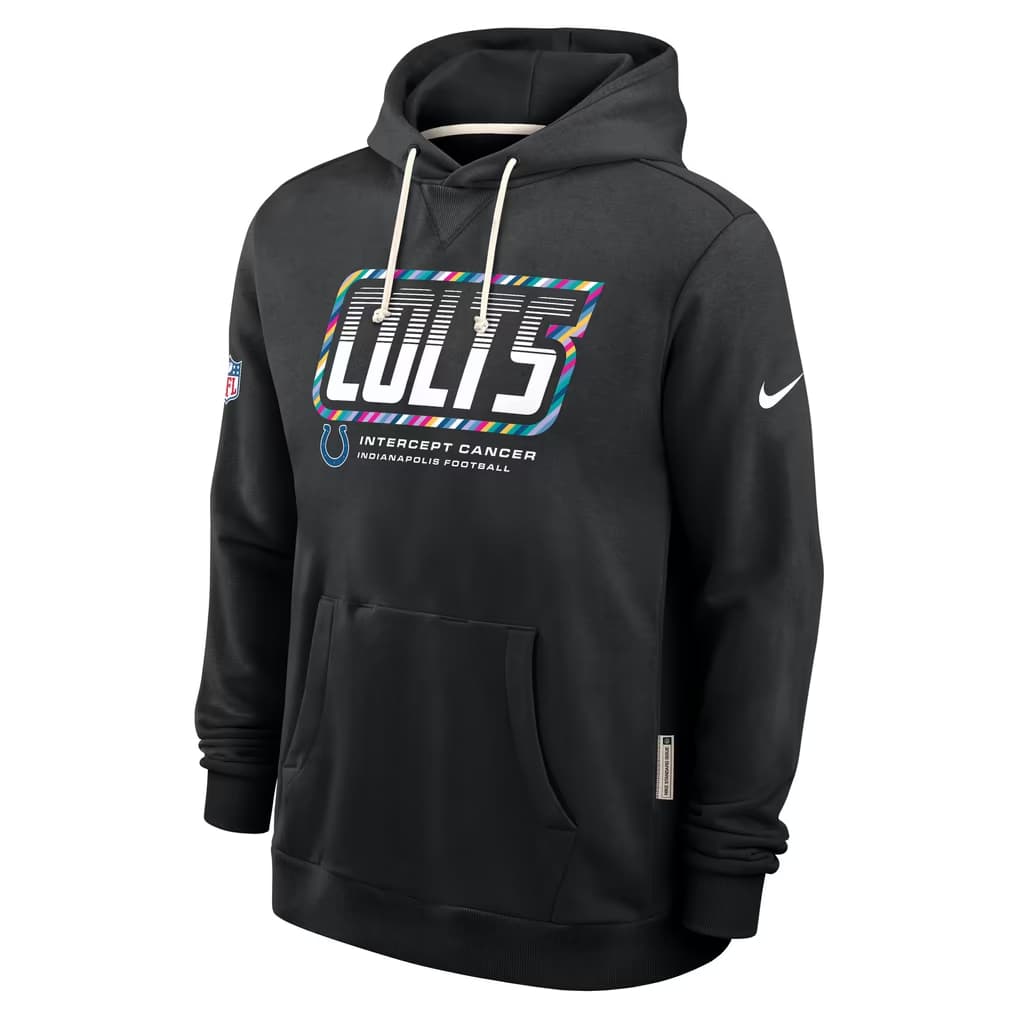 Men's Indianapolis Colts Black 2026 Crucial Catch Sideline Standard Issue Dri-FIT Pullover Hoodie