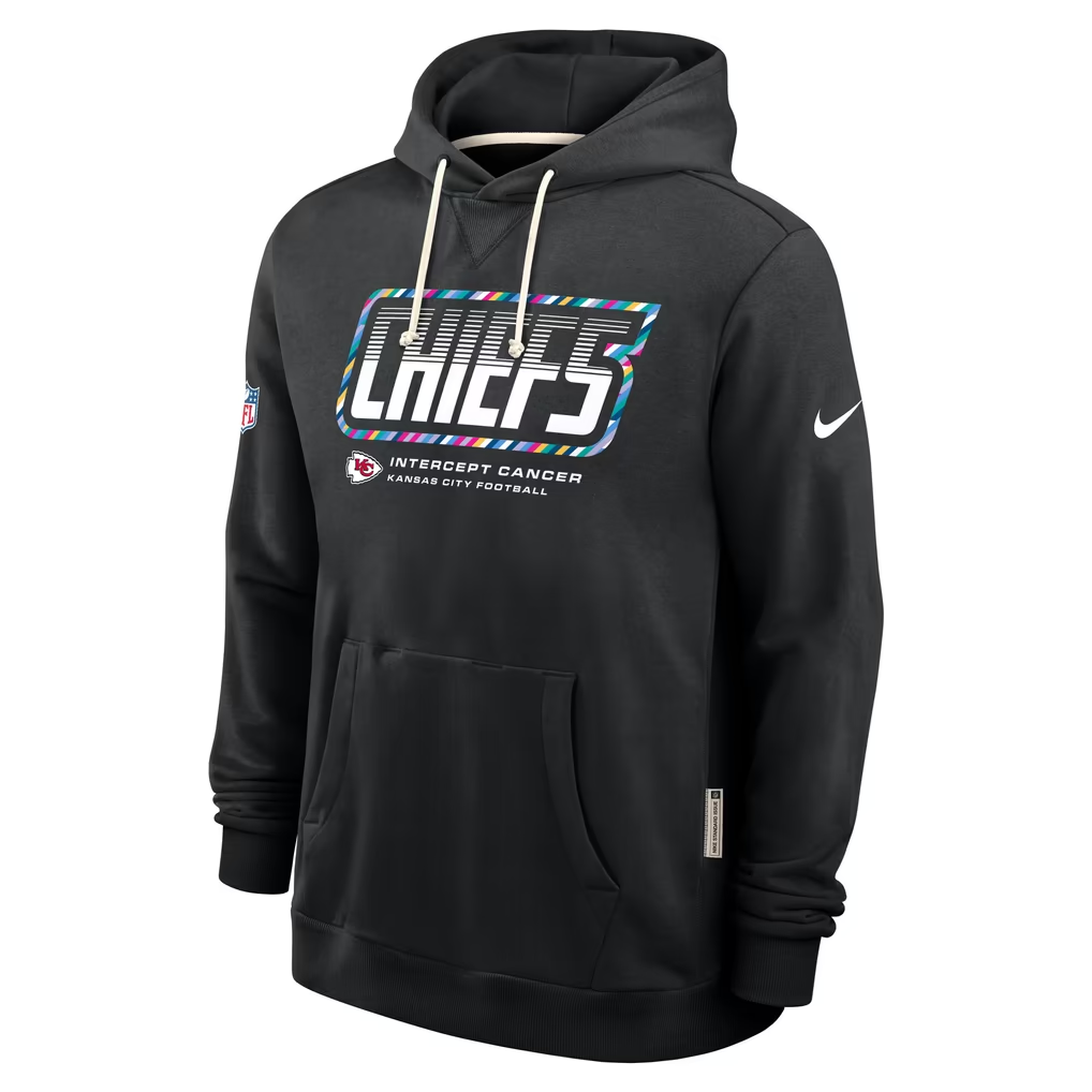 Men's Kansas City Chiefs Black 2026 Crucial Catch Sideline Standard Issue Dri-FIT Pullover Hoodie
