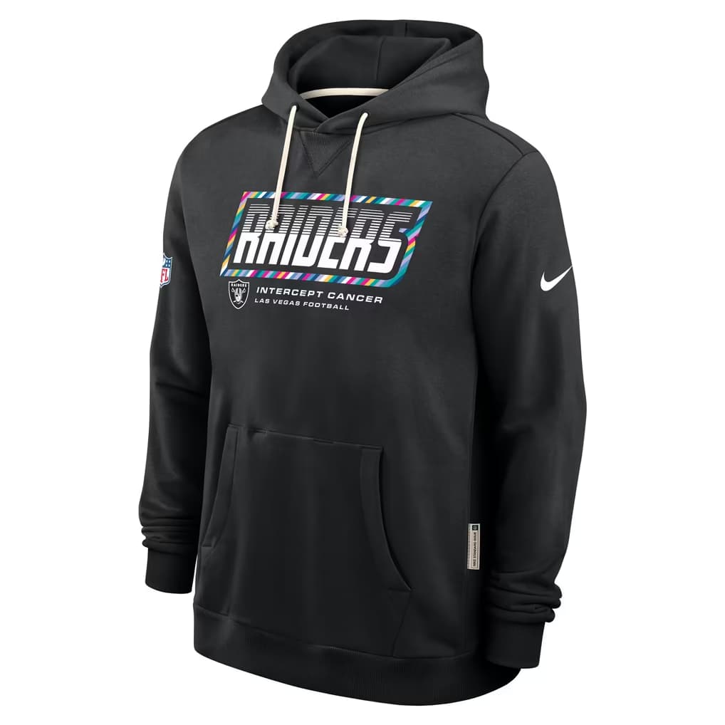 Men's Las Vegas Raiders Black 2026 Crucial Catch Sideline Standard Issue Dri-FIT Pullover Hoodie