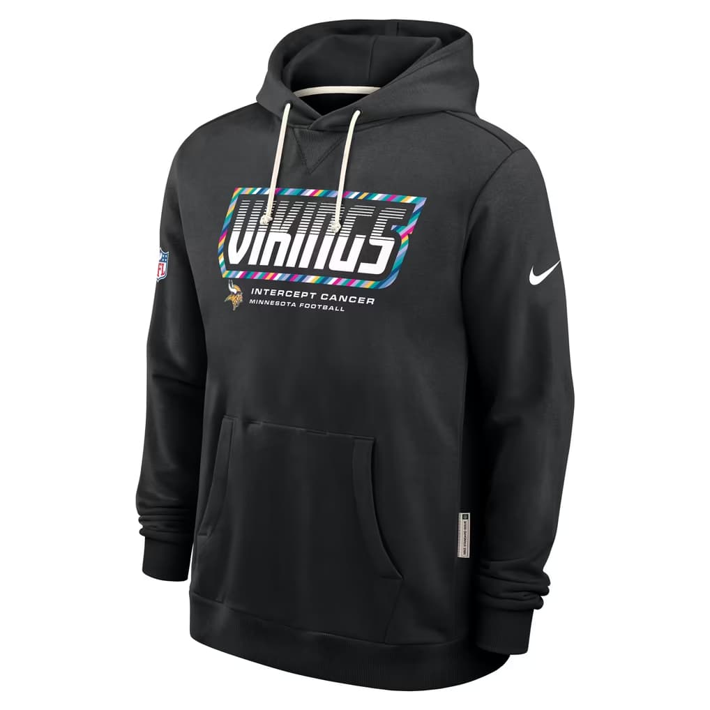 Men's Minnesota Vikings Black 2026 Crucial Catch Sideline Standard Issue Dri-FIT Pullover Hoodie