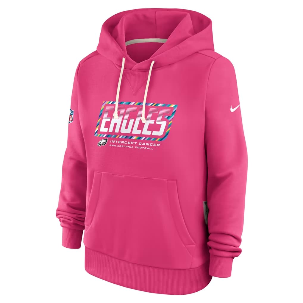 Men's Philadelphia Eagles Pink 2026 Crucial Catch Sideline Standard Issue Dri-FIT Pullover Hoodie