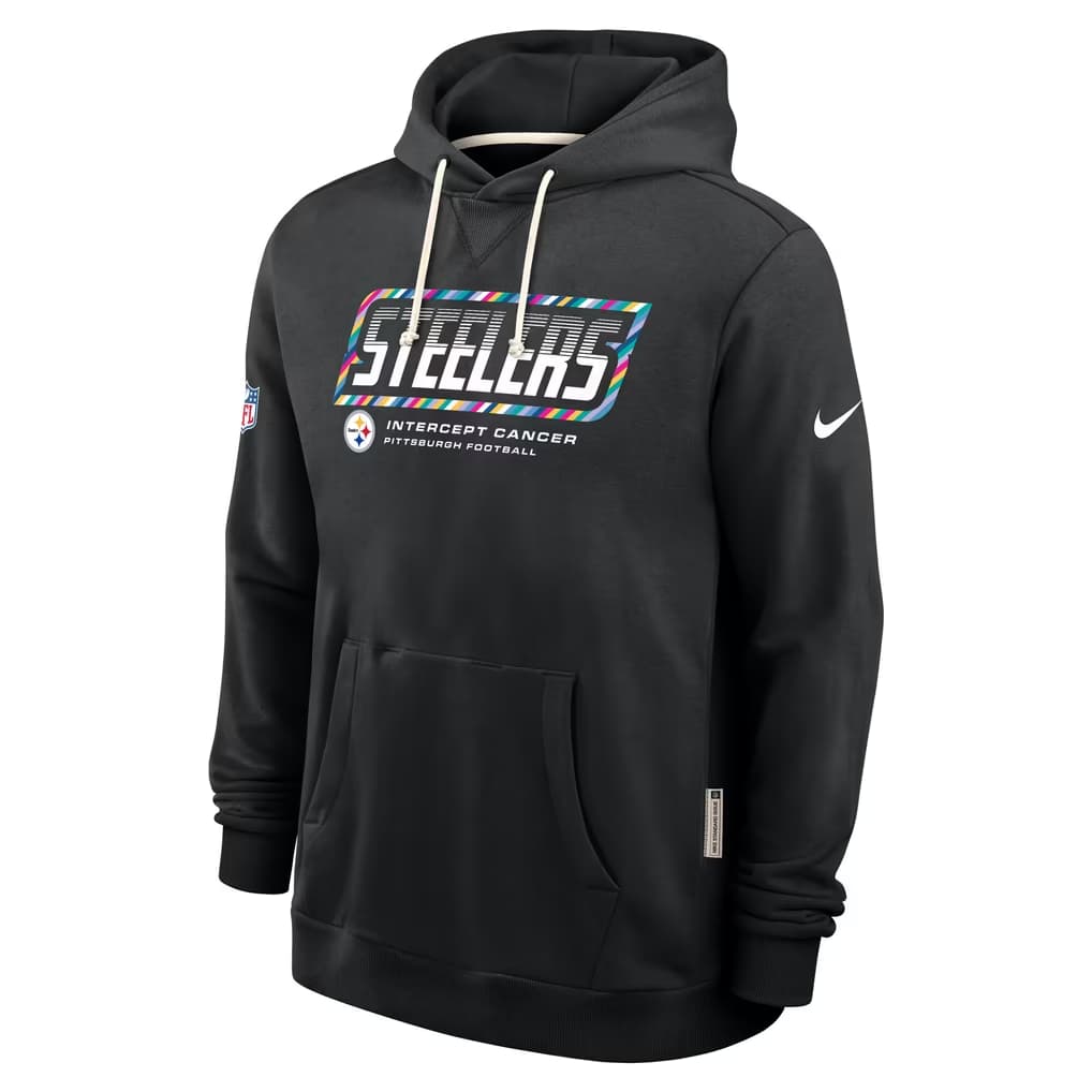 Men's Pittsburgh Steelers Black 2026 Crucial Catch Sideline Standard Issue Dri-FIT Pullover Hoodie
