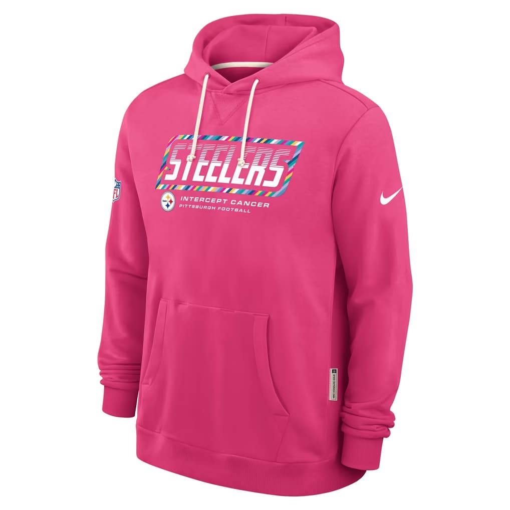 Men's Pittsburgh Steelers Pink 2026 Crucial Catch Sideline Standard Issue Dri-FIT Pullover Hoodie