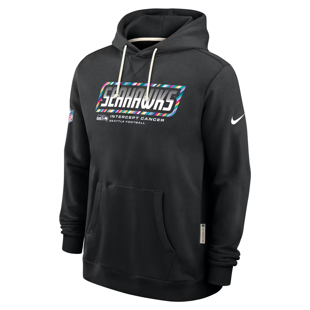 Men's Seattle Seahawks Black 2026 Crucial Catch Sideline Standard Issue Dri-FIT Pullover Hoodie