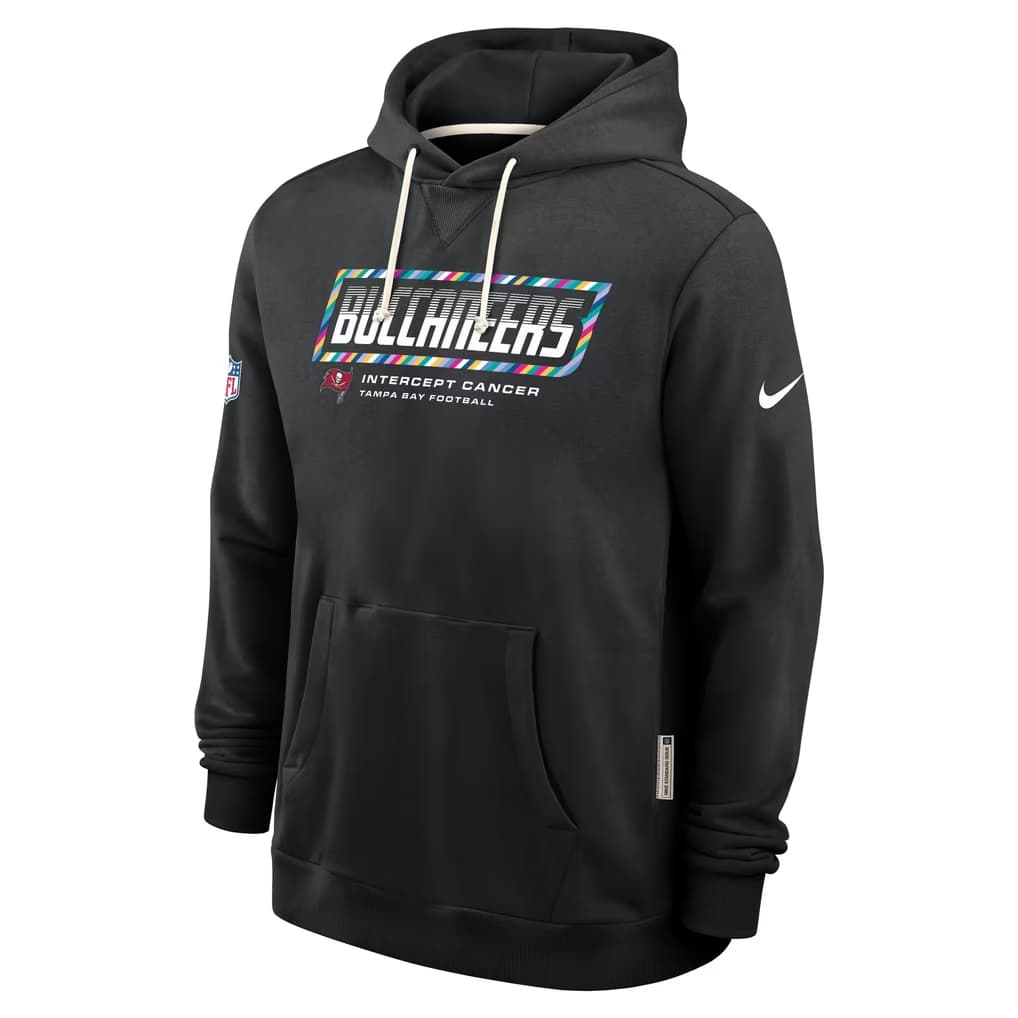 Men's Tampa Bay Buccaneers Black 2026 Crucial Catch Sideline Standard Issue Dri-FIT Pullover Hoodie