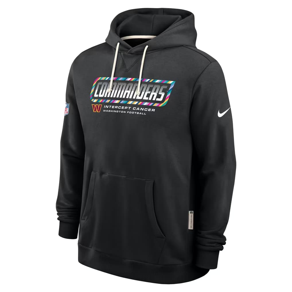 Men's Washington Commanders Black 2026 Crucial Catch Sideline Standard Issue Dri-FIT Pullover Hoodie