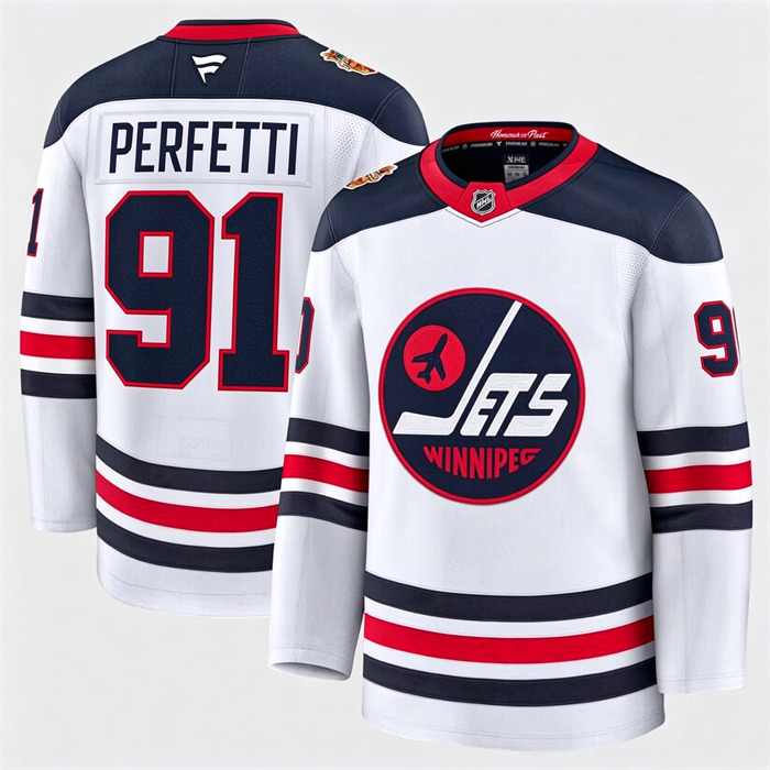 Winnipeg Jets Fanatics Cole Perfetti- 91 White 2026 NHL Heritage Classic Premium Stitched Jersey