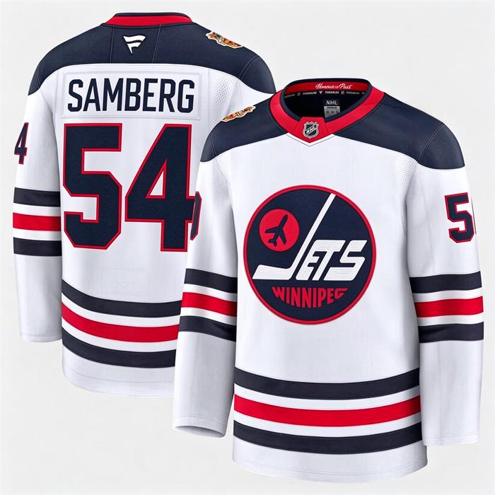 Winnipeg Jets Fanatics Dylan Samberg -54 White 2026 NHL Heritage Classic Premium Stitched Jersey