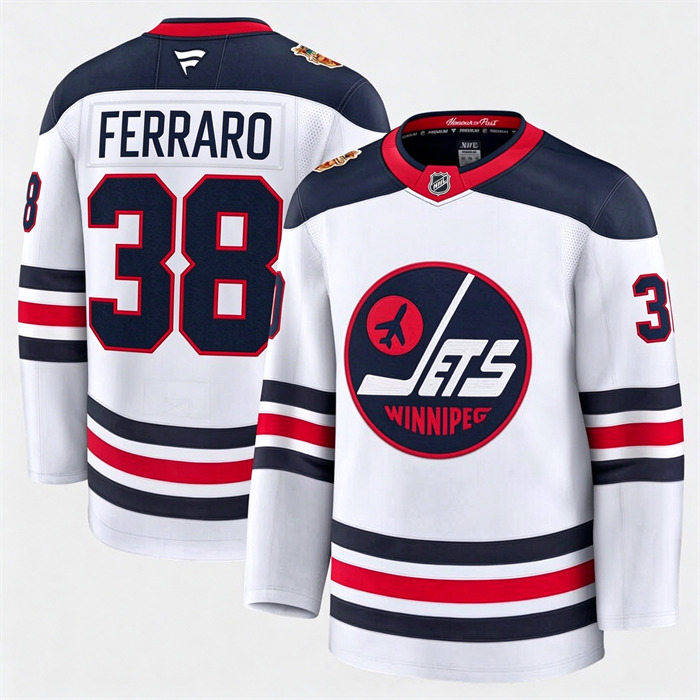 Winnipeg Jets Fanatics Mario Ferraro- 38 White 2026 NHL Heritage Classic Premium Stitched Jersey