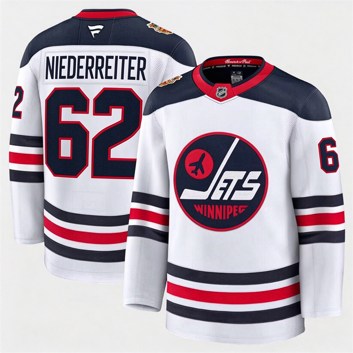 Winnipeg Jets Fanatics Nino Niederreiter- 62 White 2026 NHL Heritage Classic Premium Stitched Jersey