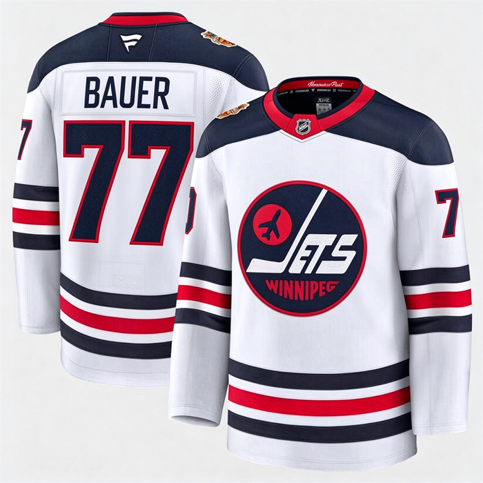 Winnipeg Jets Fanatics Tyrel Bauer- 77 White 2026 NHL Heritage Classic Premium Stitched Jersey