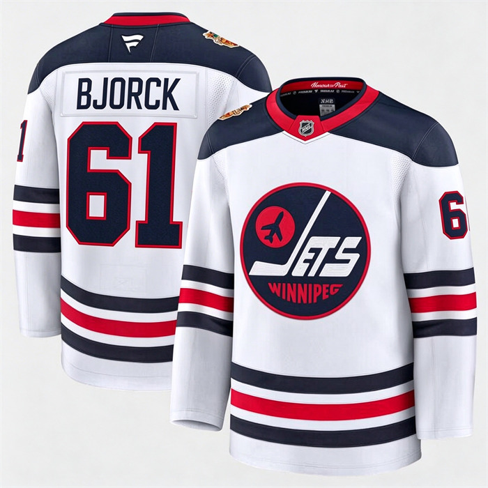 Winnipeg Jets Fanatics Viggo Bjorck- 61 White 2026 NHL Heritage Classic Premium Stitched Jersey