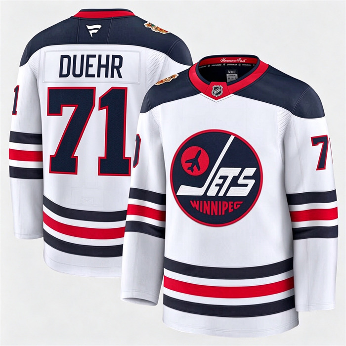 Winnipeg Jets Fanatics Walker Duehr- 71 White 2026 NHL Heritage Classic Premium Stitched Jersey