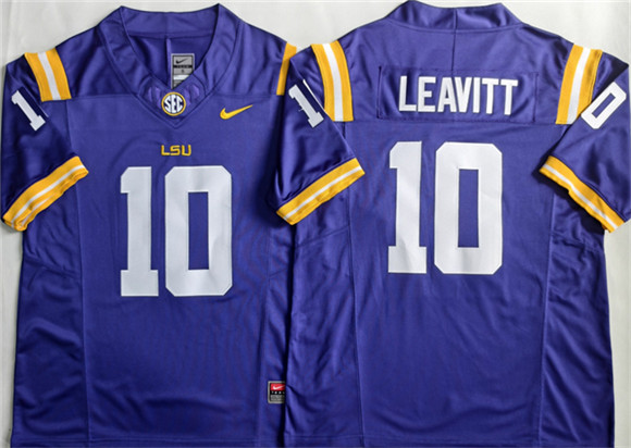 Men's LSU Tigers #10 Sam Leavitt Purple 2026 F.U.S.E. Stitched Jersey