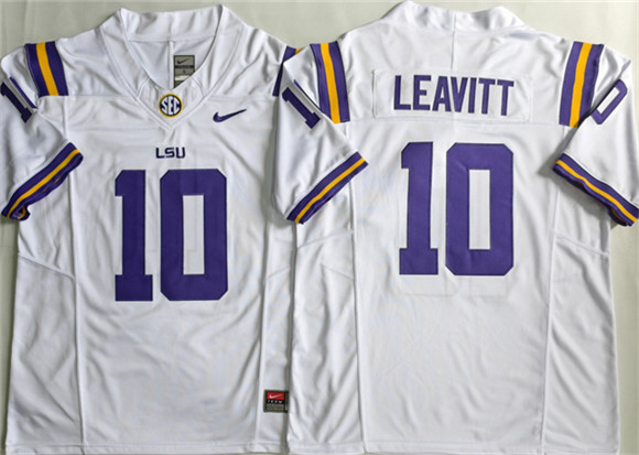 Men's LSU Tigers #10 Sam Leavitt White 2026 F.U.S.E. Stitched Jersey