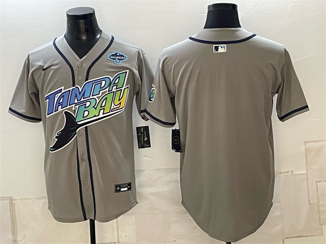 Men's Tampa Bay Rays Blank Gray 2026 AL East Champions Patch Vapor Limited Stitched Baseball Jersey
