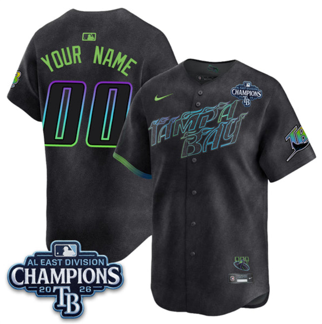 Tampa Bay Rays ACTIVE PLAYER Custom Charcoal 2026 AL East Champions Patch City Connect Limited Stitched Baseball Jersey
