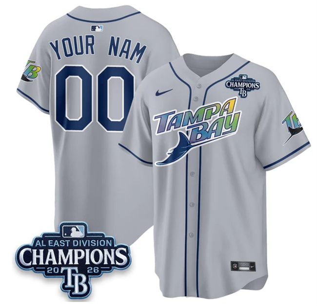 Tampa Bay Rays ACTIVE PLAYER Custom Gray 2026 AL East Champions Patch Limited Stitched Baseball Jersey