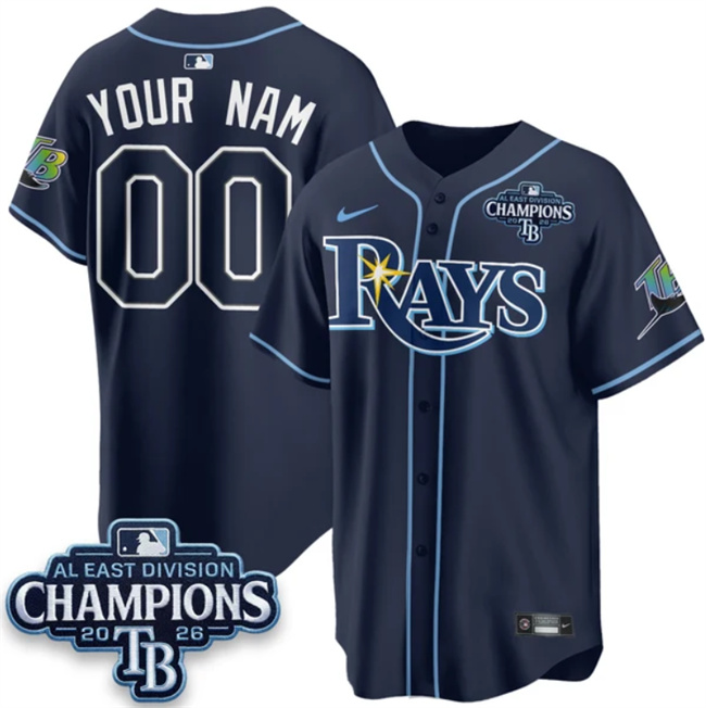 Tampa Bay Rays ACTIVE PLAYER Custom Navy 2026 AL East Champions Patch Limited Stitched Baseball Jersey