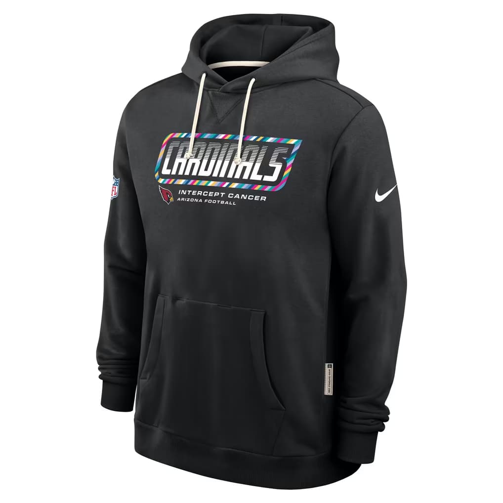 Men's Arizona Cardinals Black 2026 Crucial Catch Sideline Standard Issue Dri-FIT Pullover Hoodie