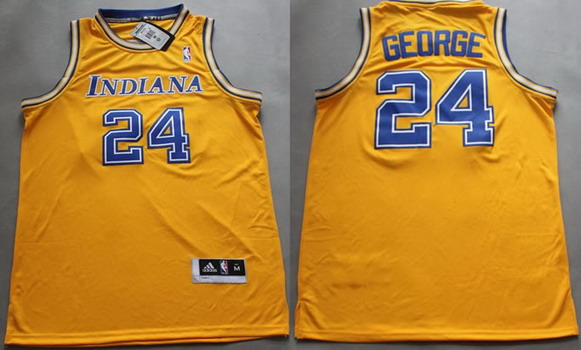 Indiana Pacers #24 Paul George ABA Hardwood Classic Swingman Yellow Jersey