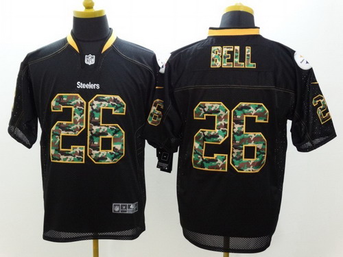 Nike Pittsburgh Steelers #26 LeVeon Bell Black With Camo Elite Jersey