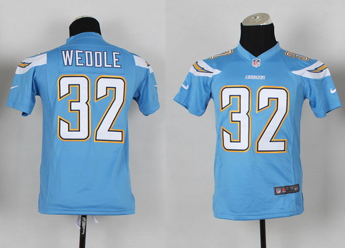 Nike San Diego Chargers #32 Eric Weddle 2013 Light Blue Game Kids Jersey