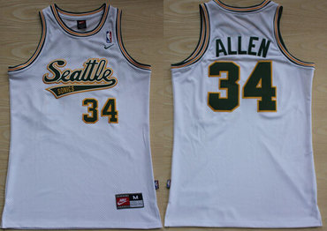 Seattle Supersonics #34 Ray Allen White AU Swingman Jersey