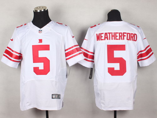 Nike New York Giants #5 Steve Weatherford White Elite Jersey
