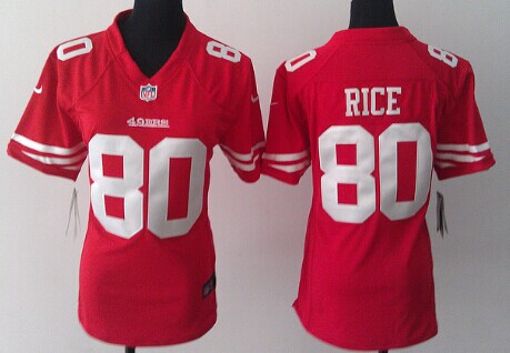 Nike San Francisco 49ers #80 Jerry Rice Red Game Womens Jersey