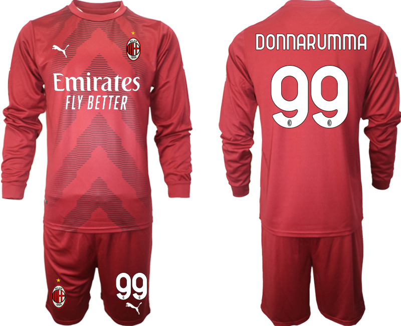 AC Milan #99 Donnarumma  jujube red goalkeeper 2022-23 long sleeve jerseys Suit