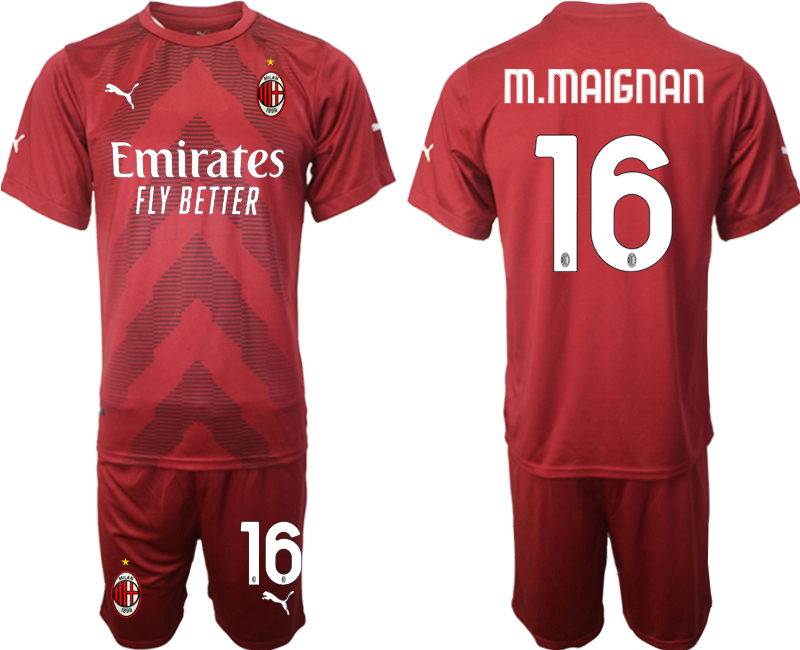 AC Milan 16 M.MAIGNAN jujube red goalkeeper 2022-2023 Soccer jerseys suit