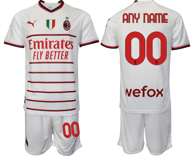 AC Milan CUSTOM White away 2022-2023 Soccer jerseys suit