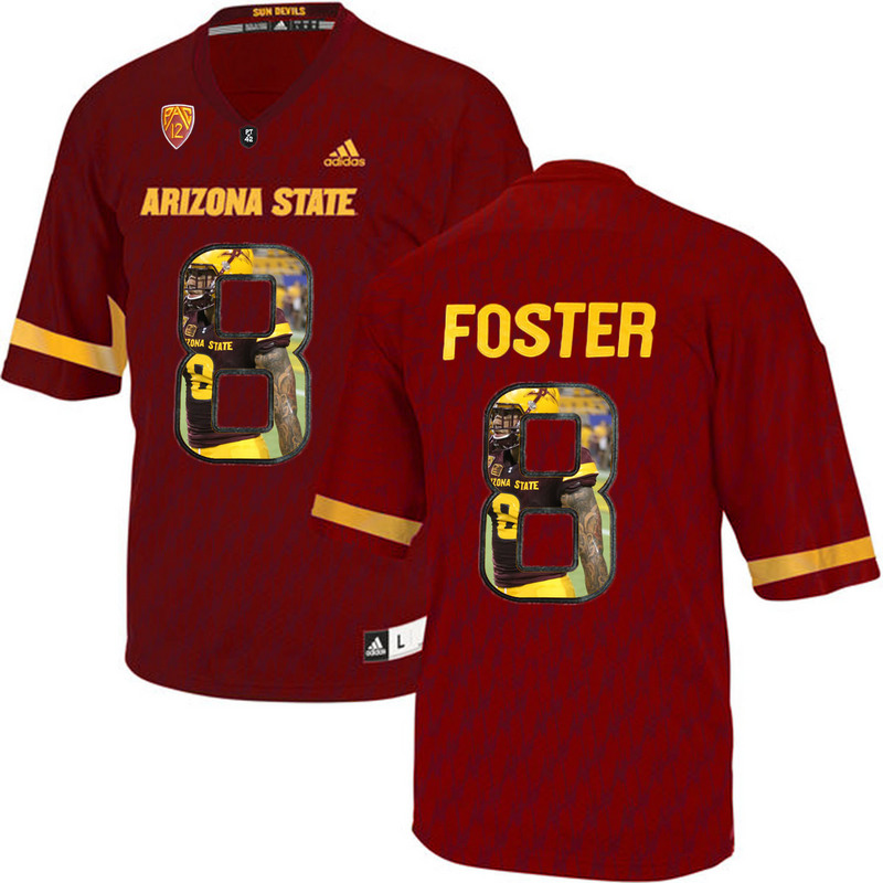 Arizona State Sun Devils 8 D.J. Foster Red Team Logo Print College Football Jersey3