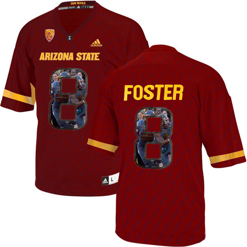 Arizona State Sun Devils 8 D.J. Foster Red Team Logo Print College Football Jersey5