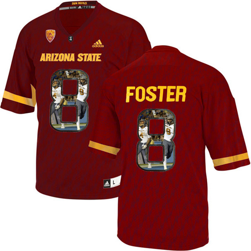 Arizona State Sun Devils 8 D.J. Foster Red Team Logo Print College Football Jersey7