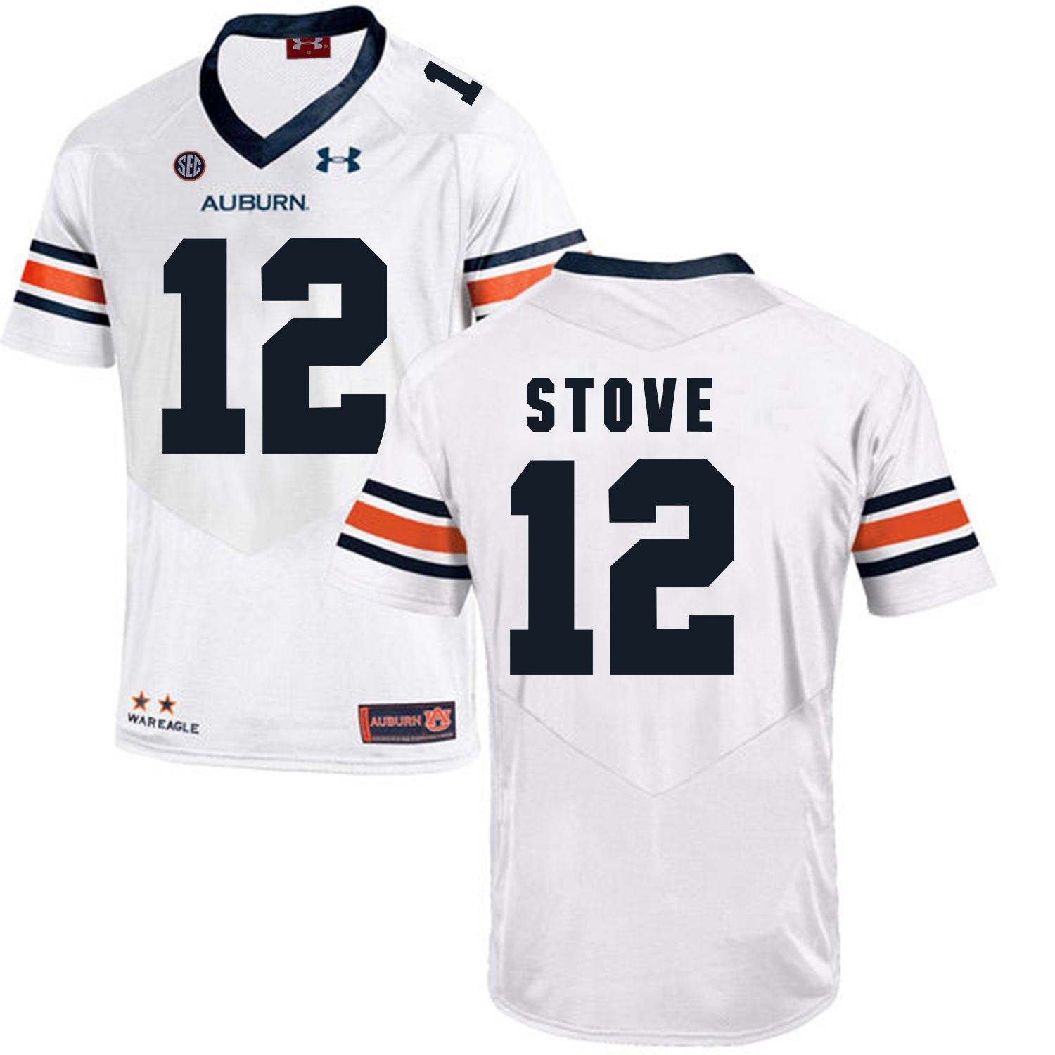 Auburn Tigers 12 Eli Stove White College Football Jersey