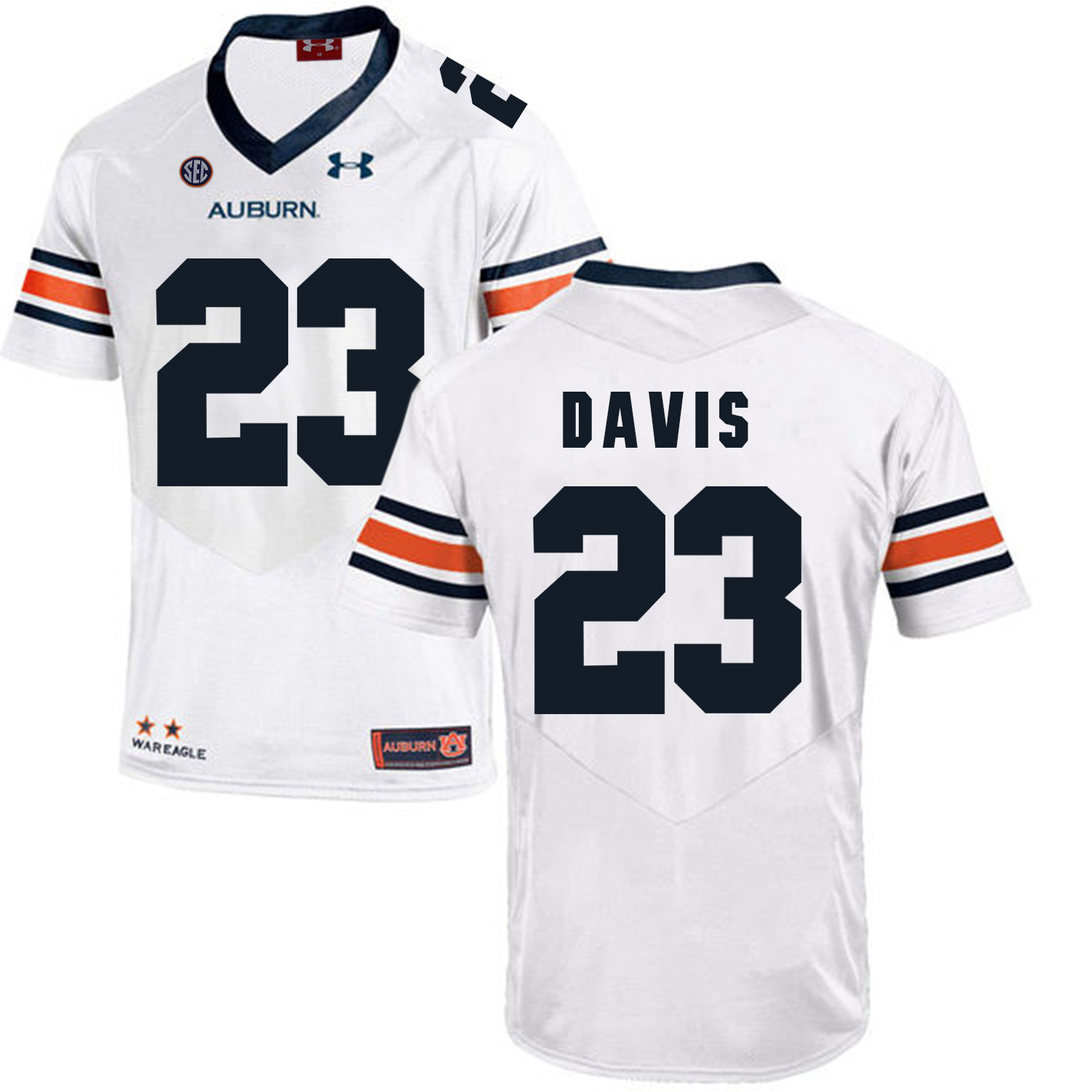 Auburn Tigers 23 Ryan Davis White College Football Jersey