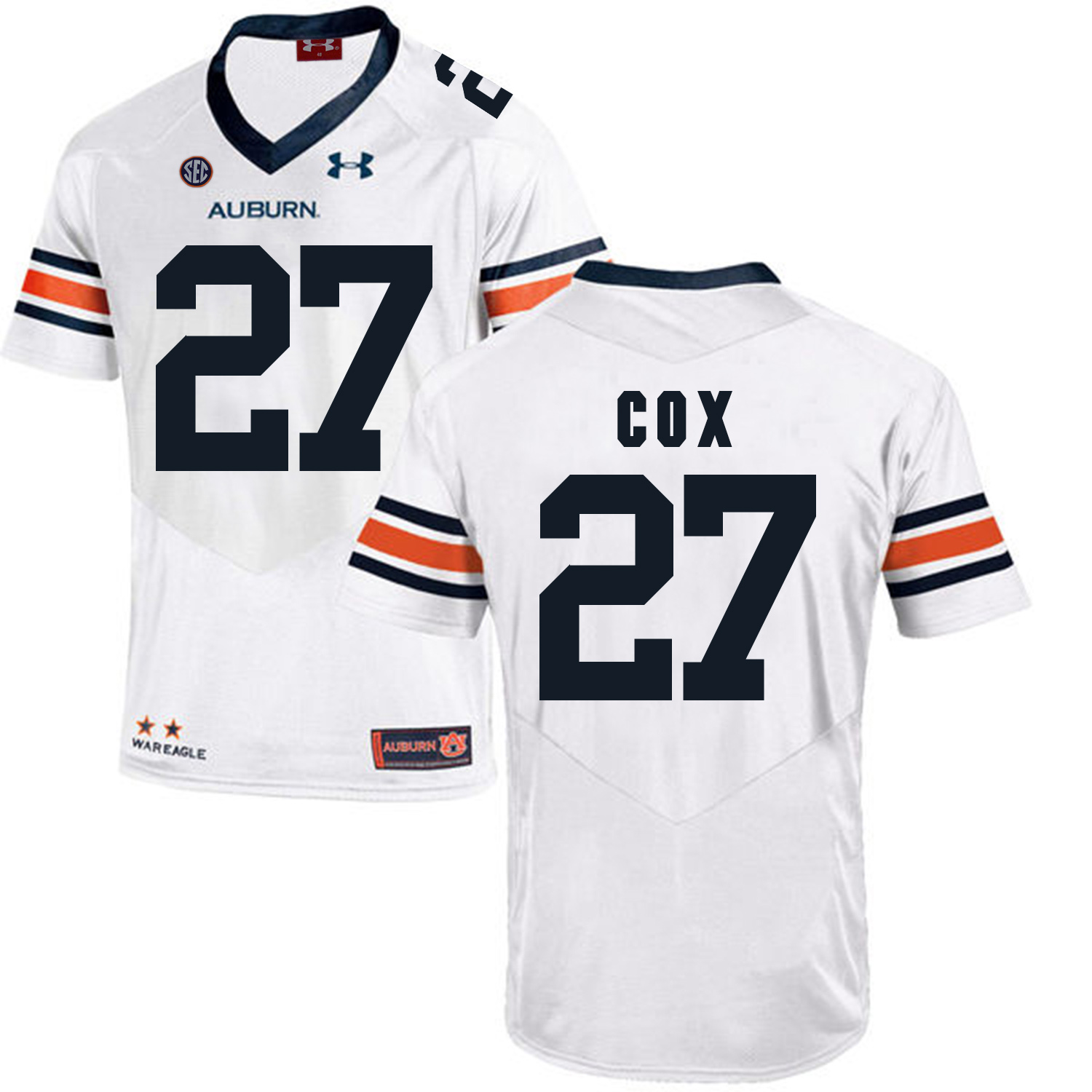 Auburn Tigers 27 Chandler Cox White College Football Jersey