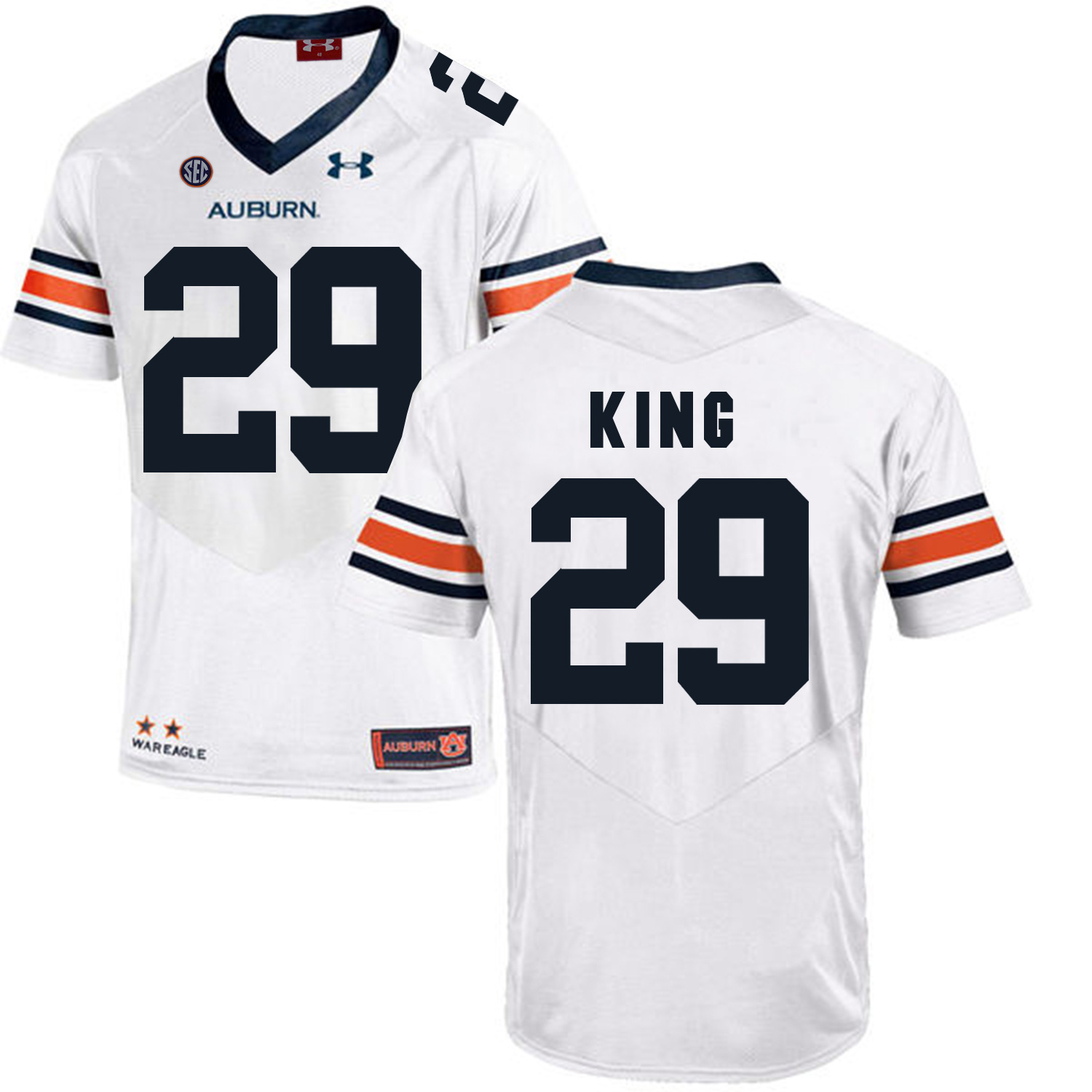 Auburn Tigers 29 Brandon King White College Football Jersey
